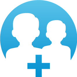 Blue partnership icon with two people